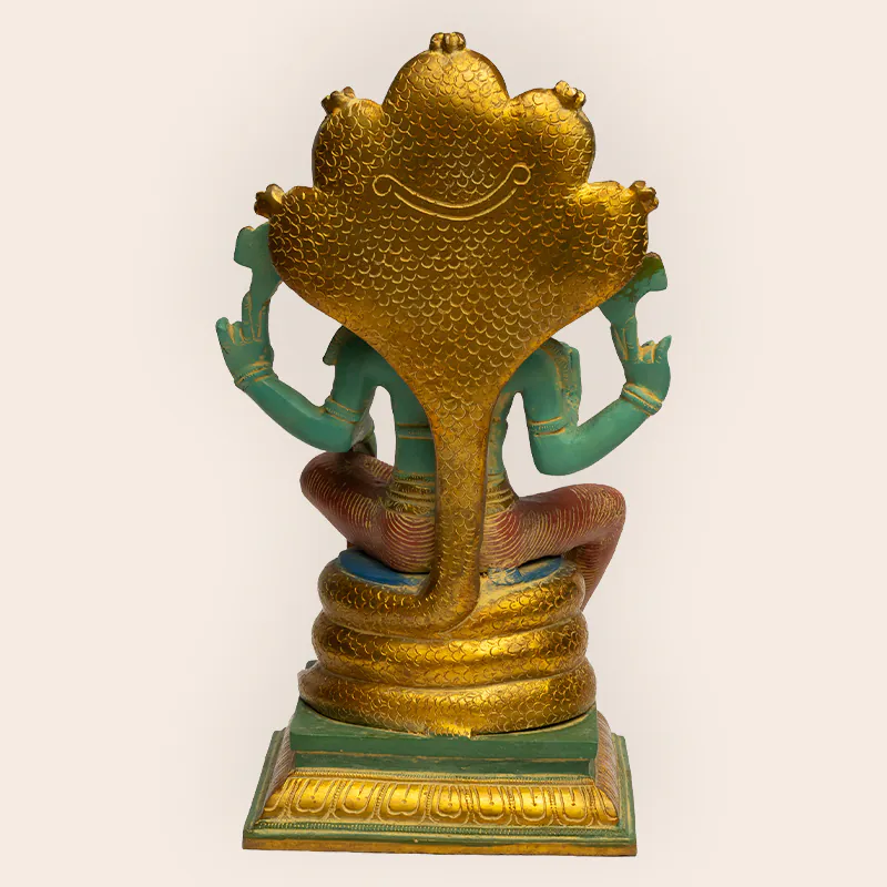 Brass Gold & Green Lord Vishnu - Image 4