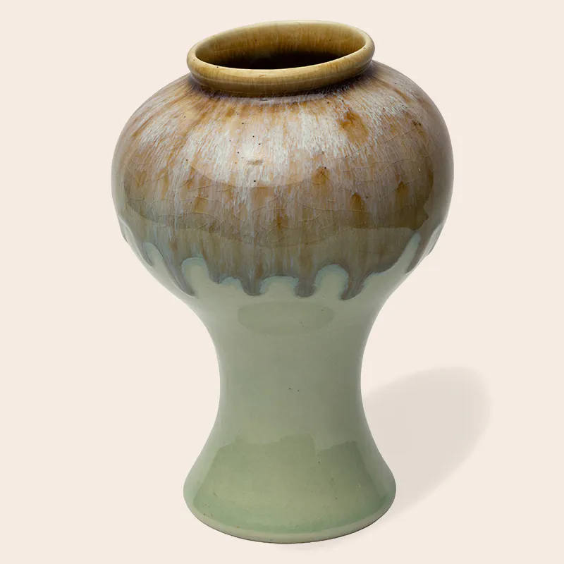 Ceramic Decorative Vase - Pistachio Green Small Handcrafted Flower Vase for Table & Shelf Décor