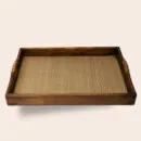 Walnut Wood Tall Serving Tray - Large Handcrafted Deep Wooden Tray for Kitchen & Home