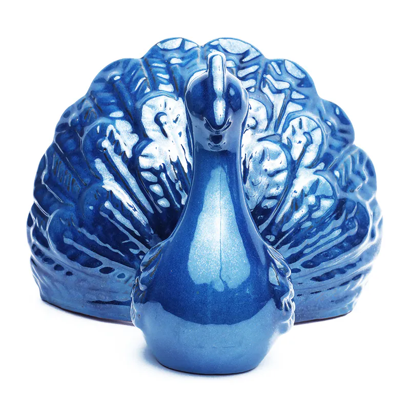 Ceramic Blue Peacock Figurine