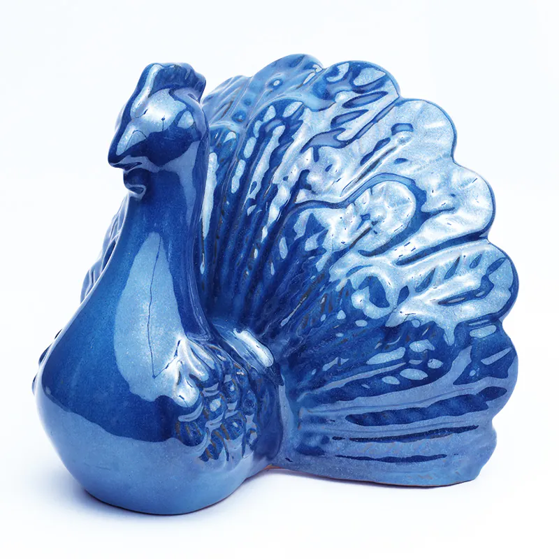 Ceramic Blue Peacock Figurine - Image 3