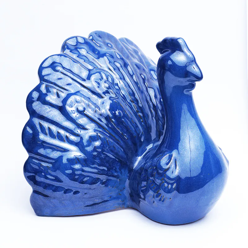 Ceramic Blue Peacock Figurine - Image 2