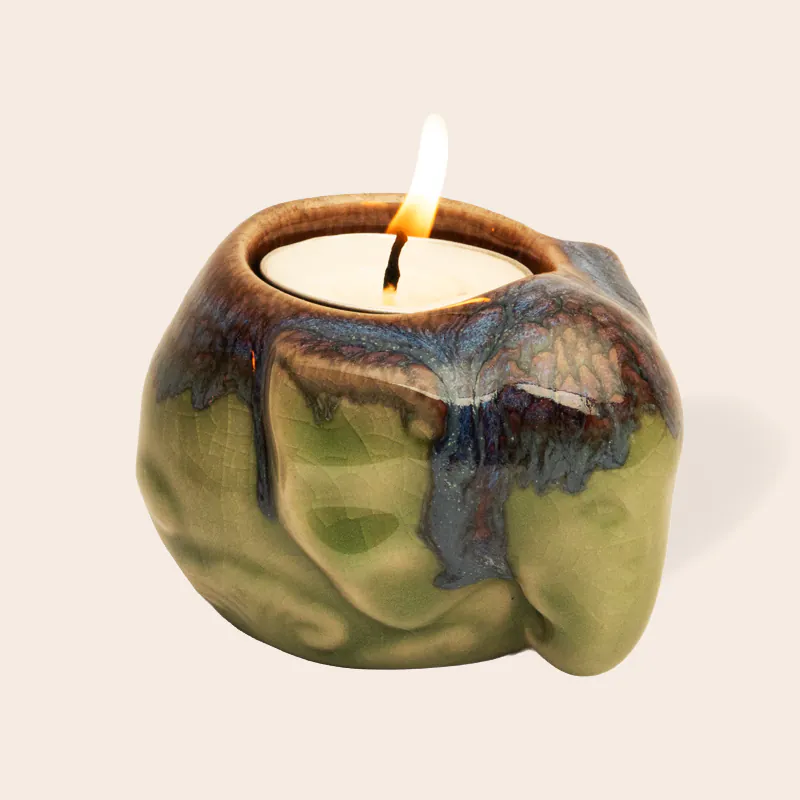 Ceramic Green Elephant Candle Holder