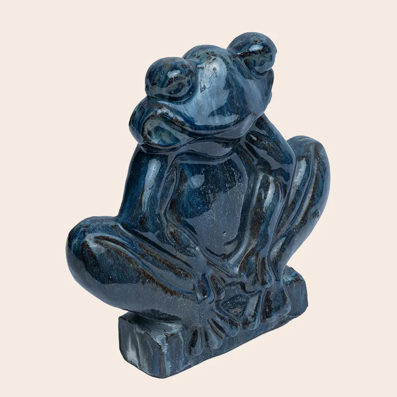 Ceramic Graphite Blue Frog Figurine - Image 2