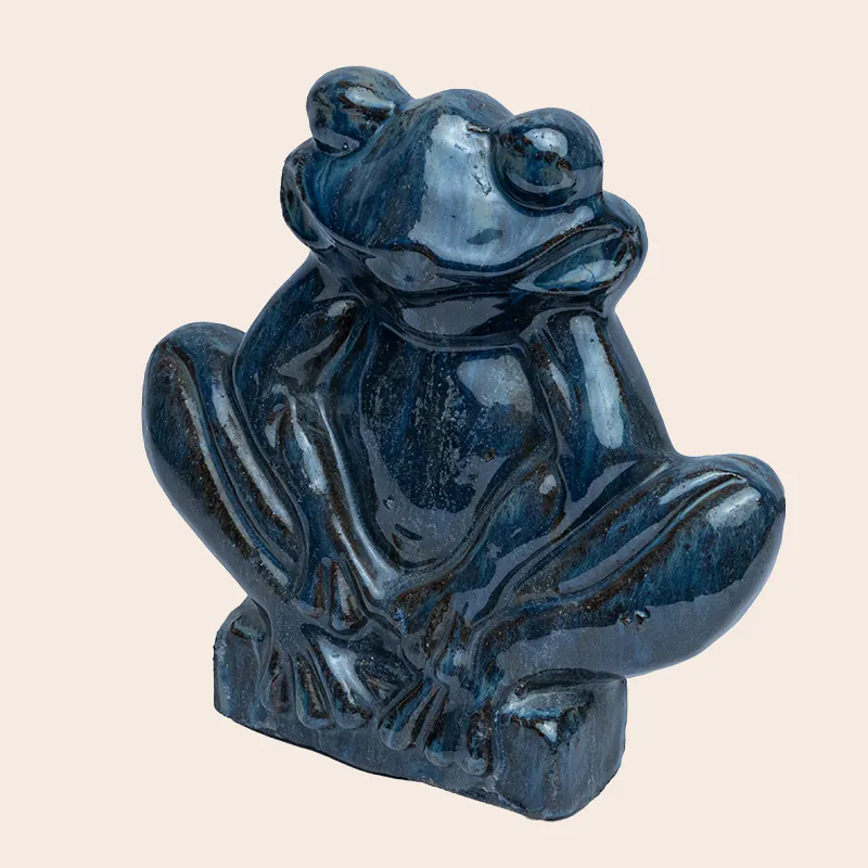 Ceramic Graphite Blue Frog Figurine - Image 3