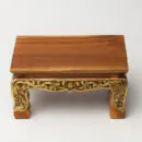 Walnut Gold Wooden Side Table - Small Handcrafted Accent End Table for Living Room Décor